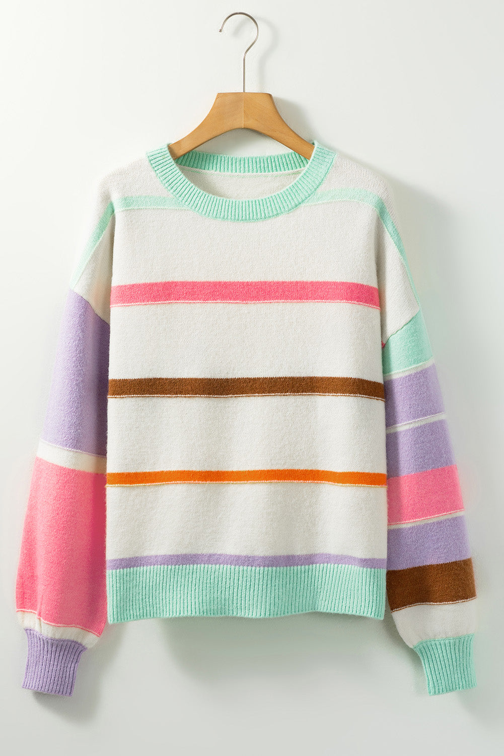 COTTON CANDY Striped Drop Shoulder Sweater