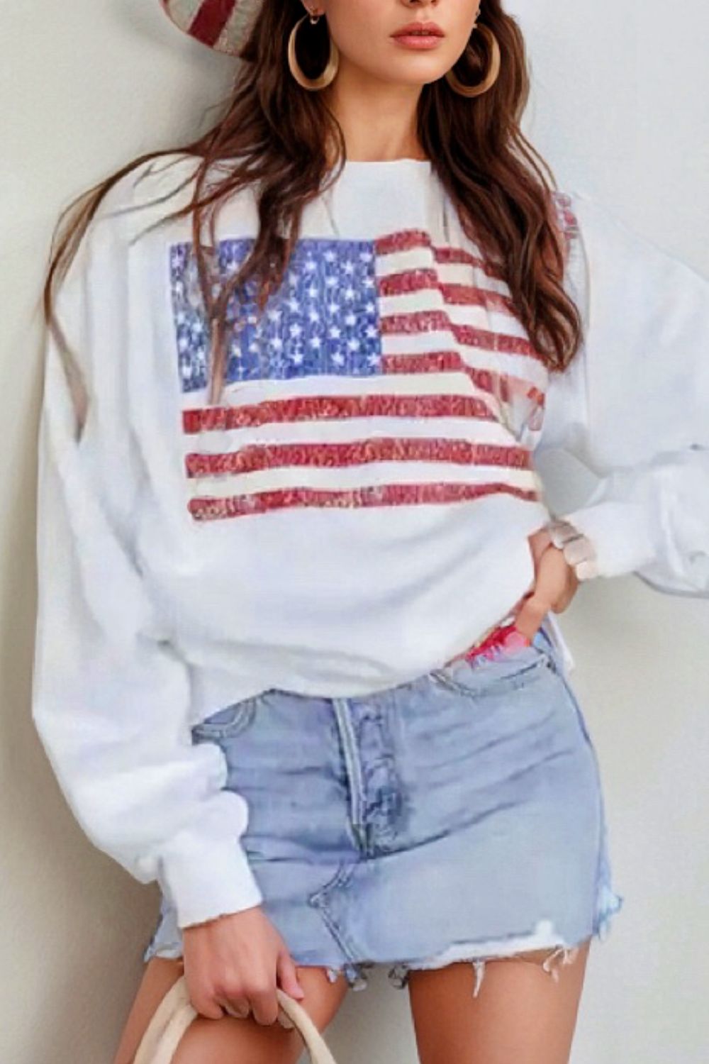 US Flag Distressed Sweatshirt