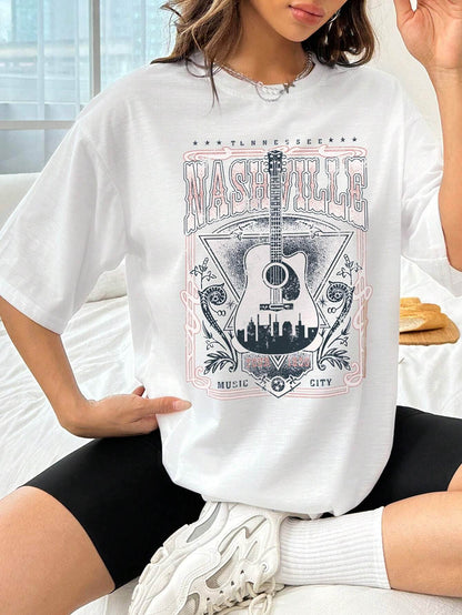 Nashville Music City Guitar Graphic Tee