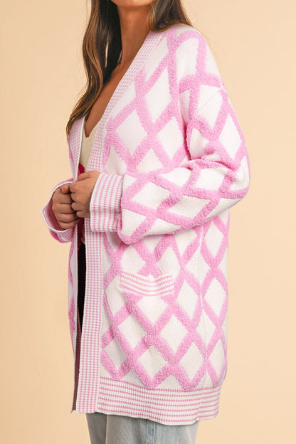 Pink Geometric Cardigan