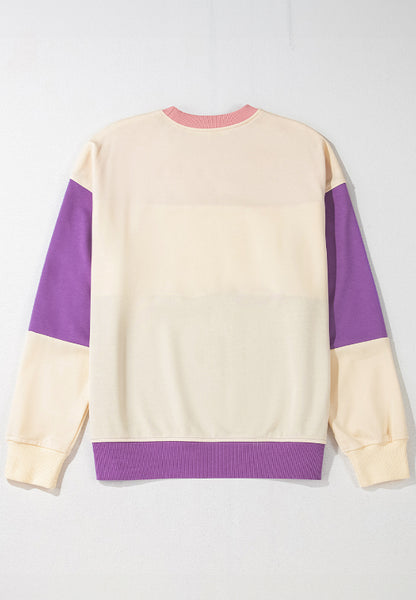 Contrast Round Neck Long Sleeve Sweatshirt