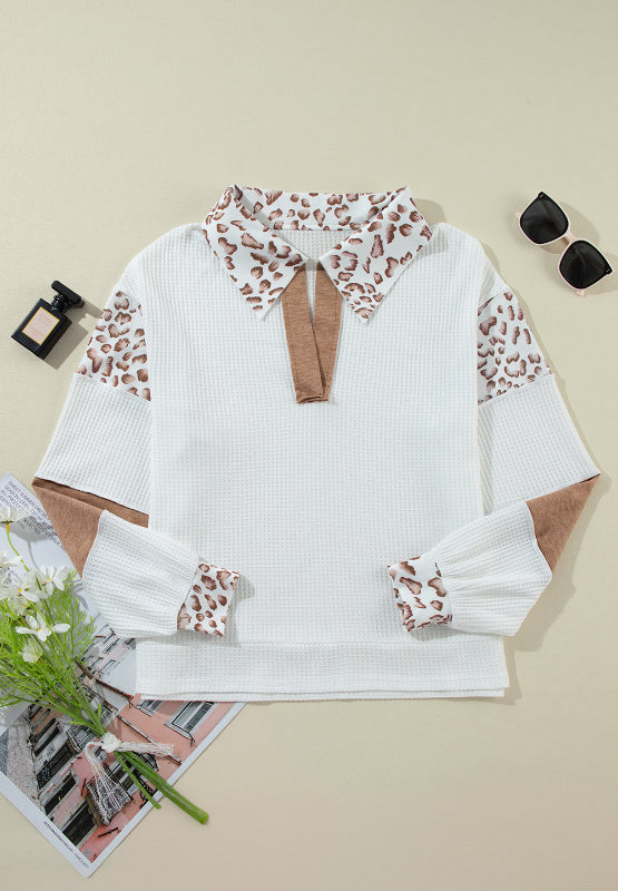 Waffle-Knit Long Sleeve Top