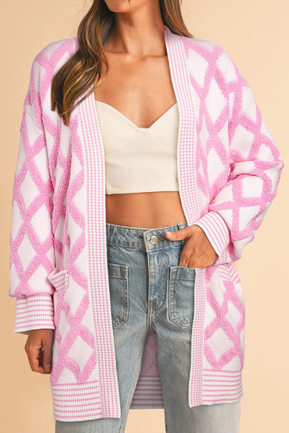 Pink Geometric Cardigan