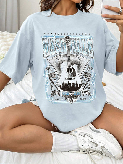 Nashville Music City Guitar Graphic Tee