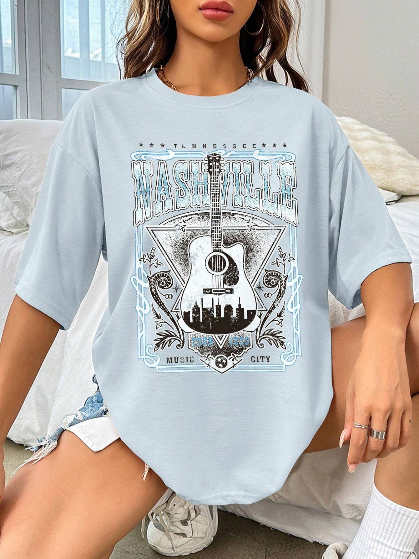 Nashville Music City Guitar Graphic Tee