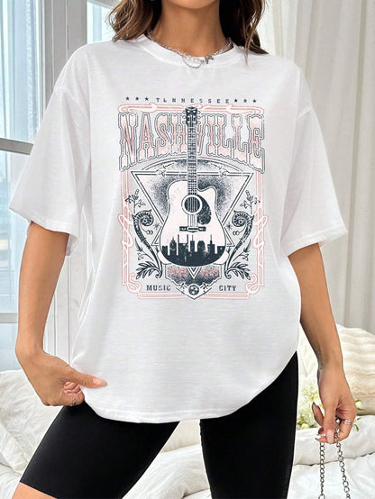 Nashville Music City Guitar Graphic Tee