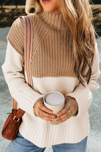 Shirley Slit Turtleneck Knit Sweater