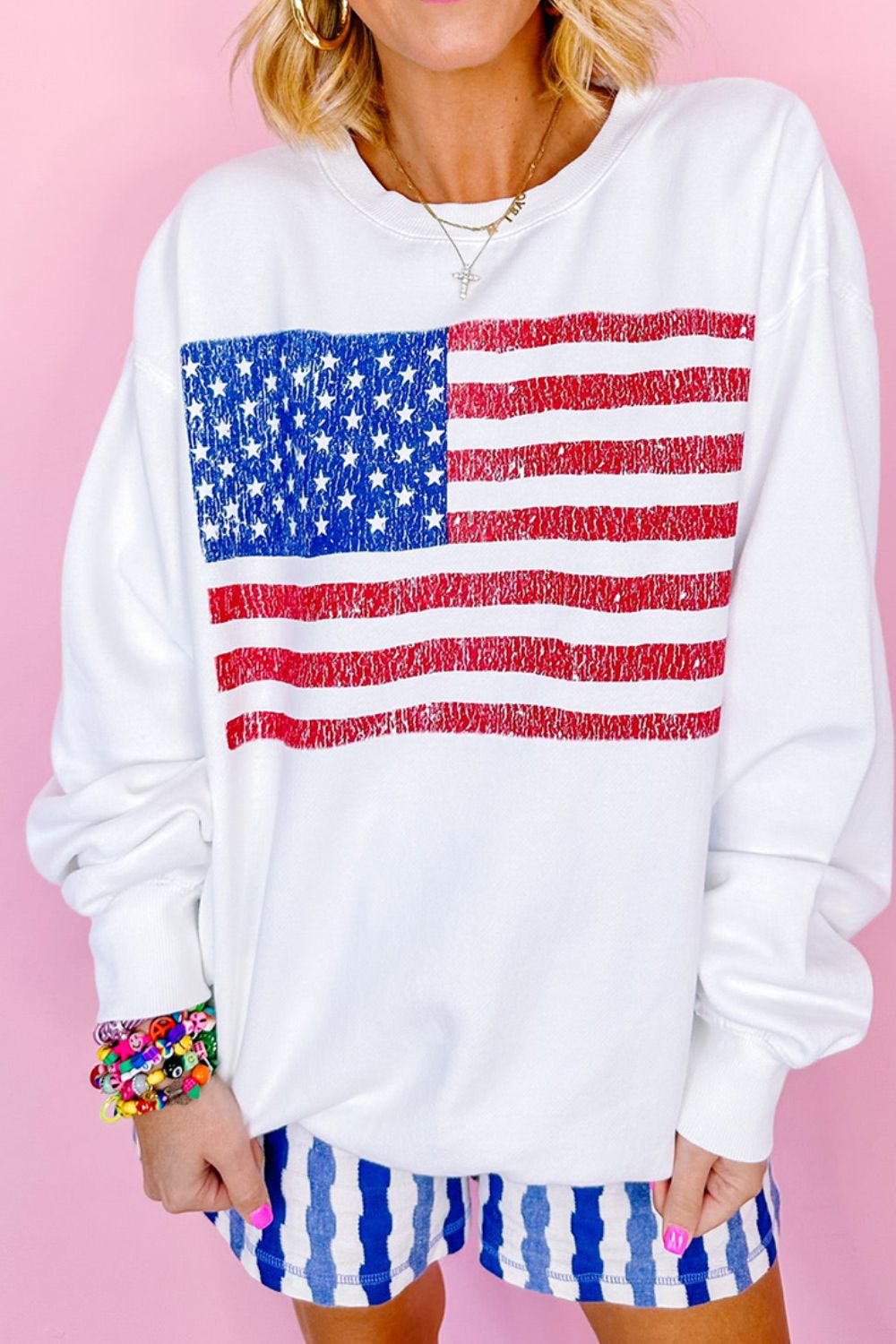 US Flag Distressed Sweatshirt