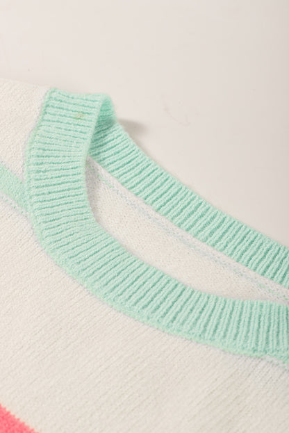 COTTON CANDY Striped Drop Shoulder Sweater