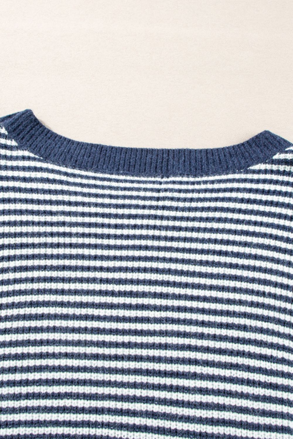 Blue Striped Boat Neck Sweater