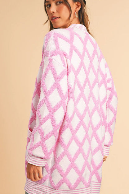 Pink Geometric Cardigan