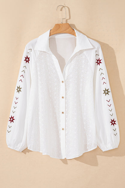 Boho Embroidered Button Up Shirt