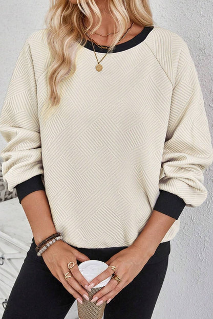 Josie Texture Contrast Long Sleeve Sweatshirt