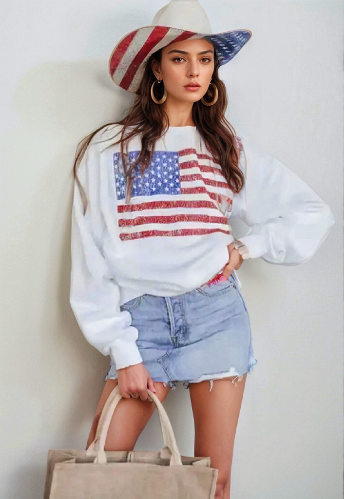 US Flag Distressed Sweatshirt