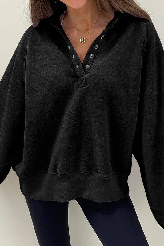 Ebony Half Snap Sweatshirt